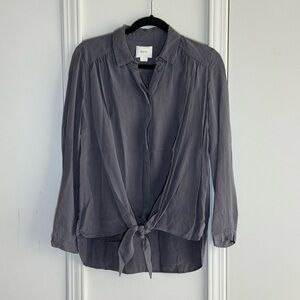 Maeve Charcoal Button-Down Shirt with Tie